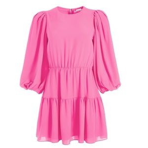 Alice + Olivia Shayla Pleated-Sleeve Tiered Mini Dress, Size 4